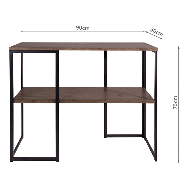 Kimora Console Table Brown Pine Veneer and Matt Black