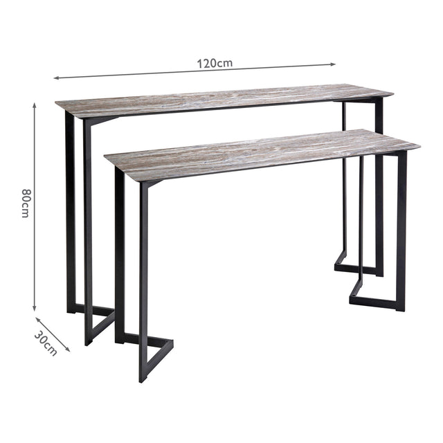 Lulani Nested Console Table Brown Stone