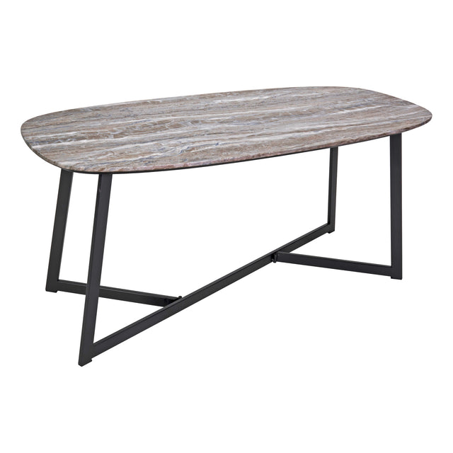 Pavlos Coffee Table Brown Stone Veneer and Matt Black