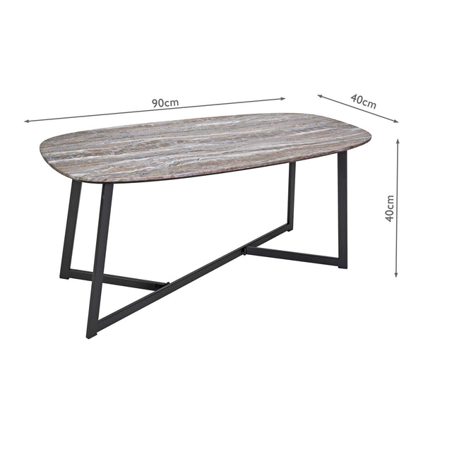 Pavlos Coffee Table Brown Stone Veneer and Matt Black