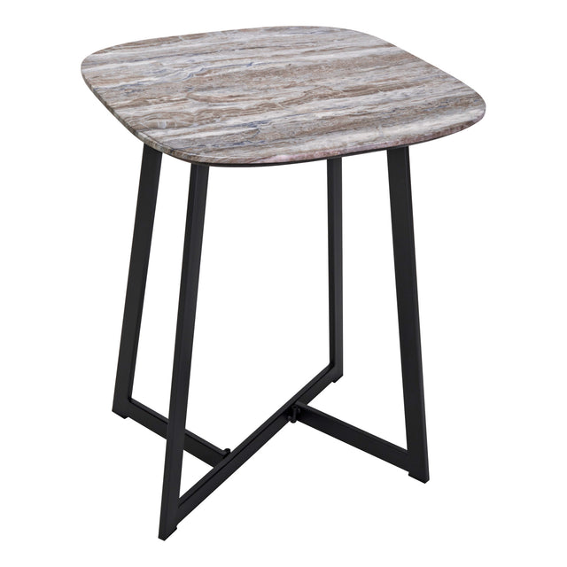 Pavlos Side Table Brown Stone Veneer and Matt Black