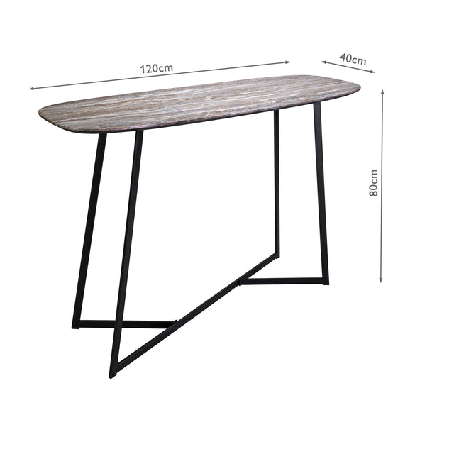 Pavlos Console Table Brown Stone Veneer and Matt Black