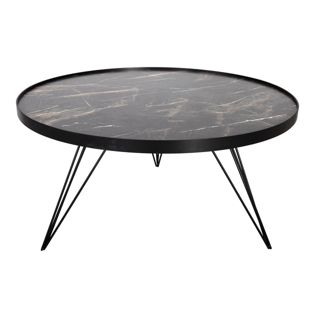 Rauma Round Coffee Table Dark Grey Stone Effect