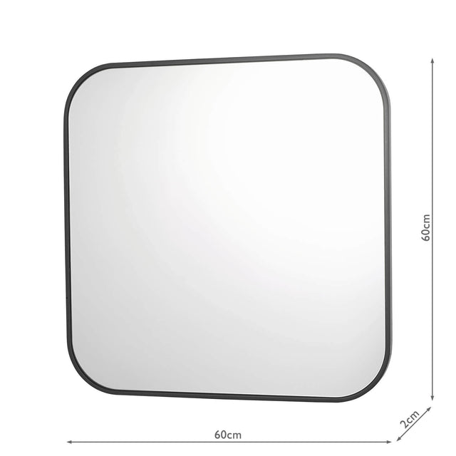 Firuz Square Mirror Thin Matt Black Frame 60 X 60cm