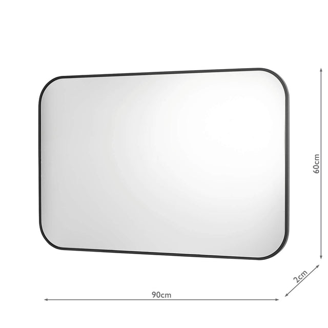 Firuz Rectangle Mirror Thin Matt Black Frame 60 X 90cm