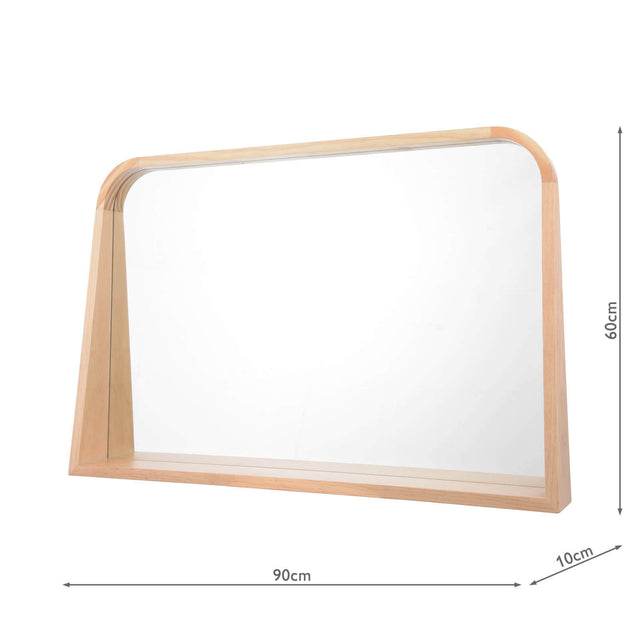 Fulgencio Rectangle Mirror With Shelf Light Oak 60 X 90cm