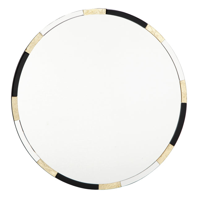 Gadany Round Gold Leaf And Black Glass Mirror 80cm