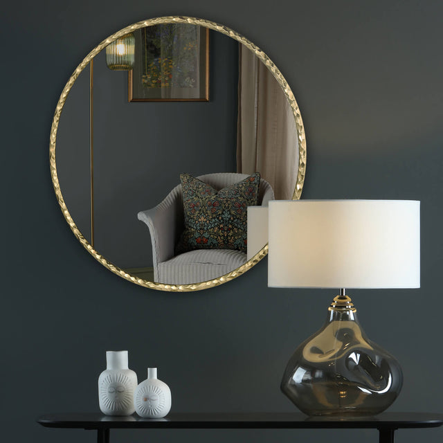 Jinelle Square Mirror Textured Gold Frame 80cm