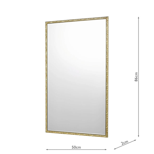 Jinelle Rectangle Mirror Textured Gold Frame 86 X 50cm