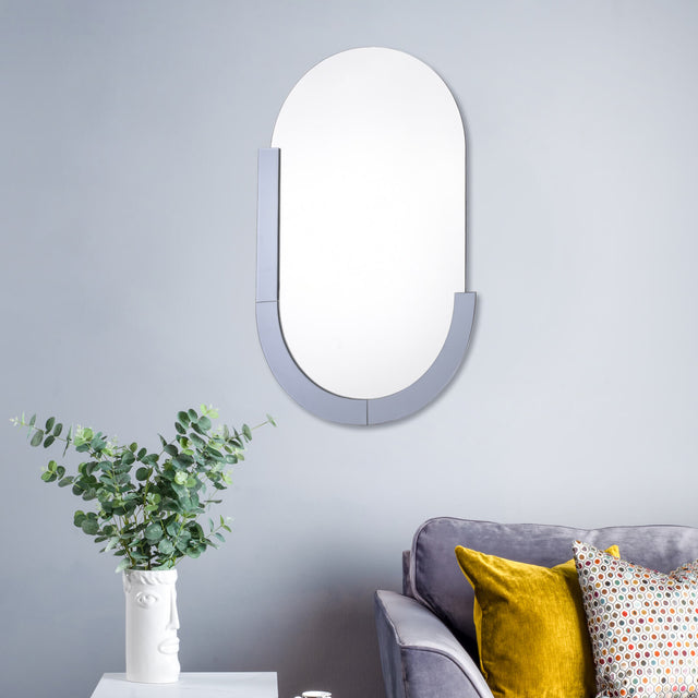 Kaylee Oval Mirror Smoked Glass Panel 90 X 60cm