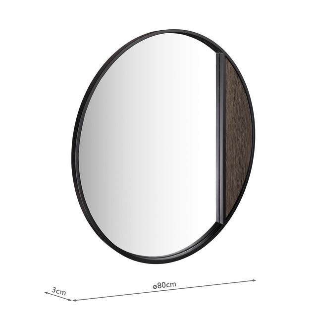 Rasmus Mirror Mocha Veneer and Matt Black 80cm