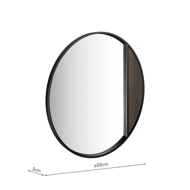 Rasmus Mirror Mocha Veneer and Matt Black 50cm