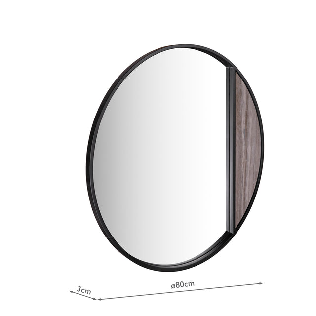 Rasmus Mirror Brown Stone Veneer and Matt Black 80cm