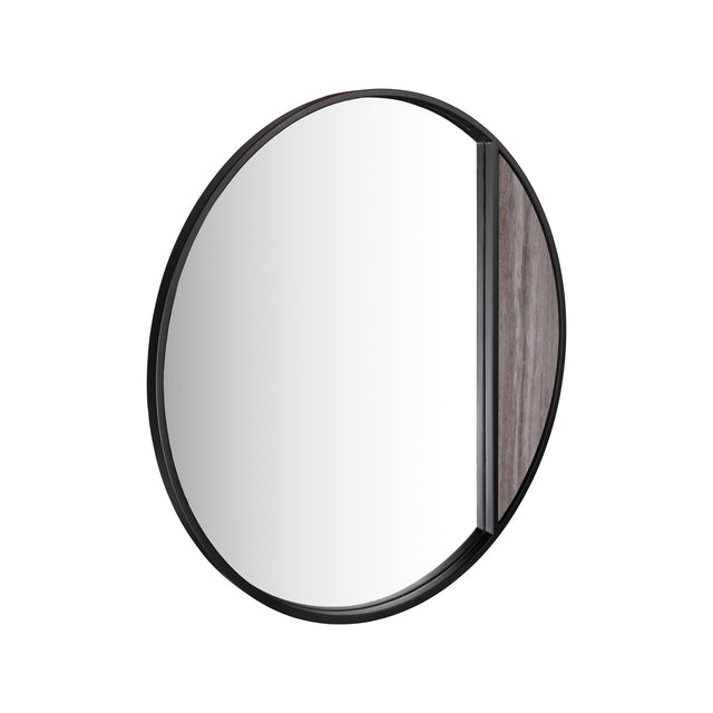 Rasmus Mirror Brown Stone Veneer and Matt Black 50cm