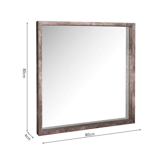 Rocco Mirror Distressed Concrete Effect Veneer 80 X 80cm