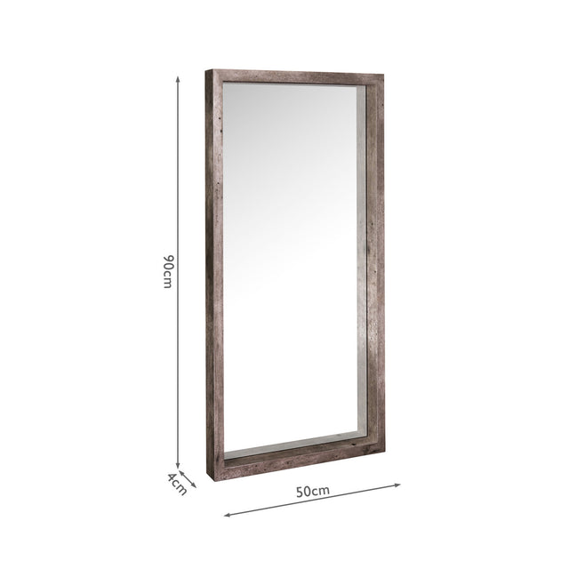 Rocco Mirror Distressed Concrete Effect Veneer 90 X 50cm