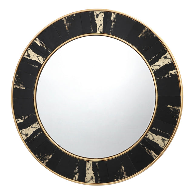 Sidone Round Mirror With Black/Gold Foil Detail 80cm