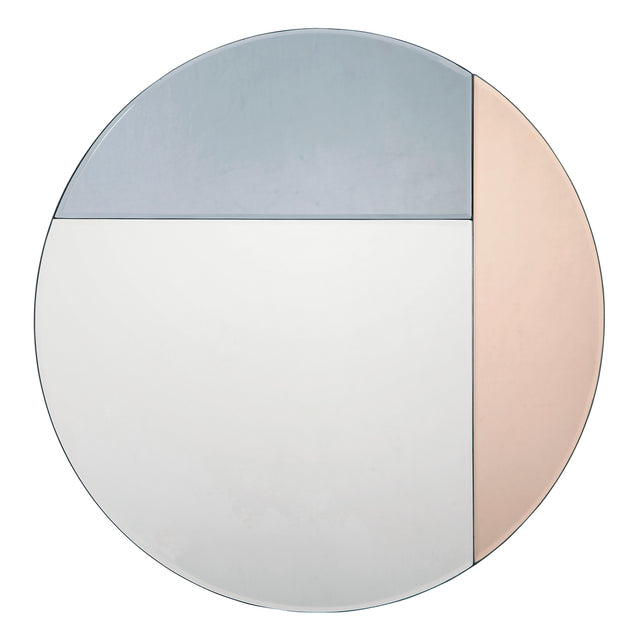 Thalia Round Blue And Rose Gold Mirror 50cm