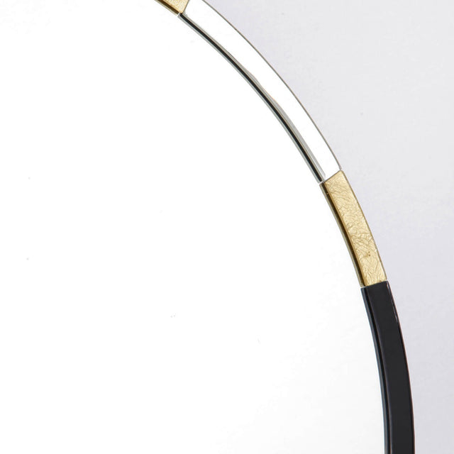 Gadany Round Gold Leaf And Black Glass Mirror 80cm