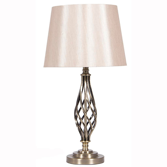 Jenna Antique Brass Metal Twist Detail Table Lamp