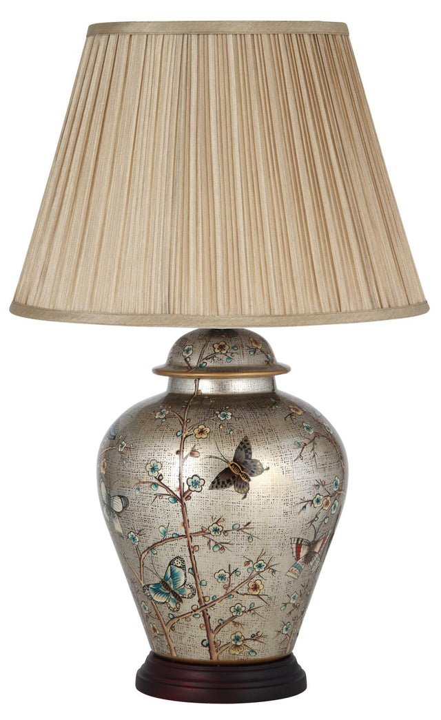 Papilion Butterfly Ceramic Table Lamp with Wooden Base