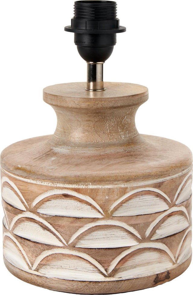 Kingsbury White Wash Carved Wood Table Lamp Base