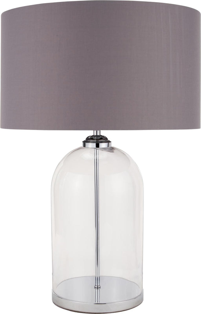 Cloche Clear Glass and Silver Table Lamp