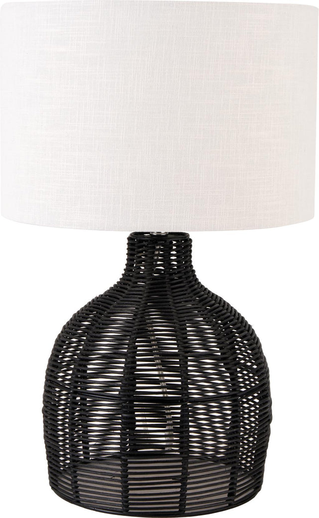 Caswell Black Rattan Cloche Table Lamp