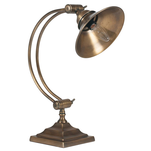 Kensington Antique Brass Metal Arched Arm Task Table Lamp