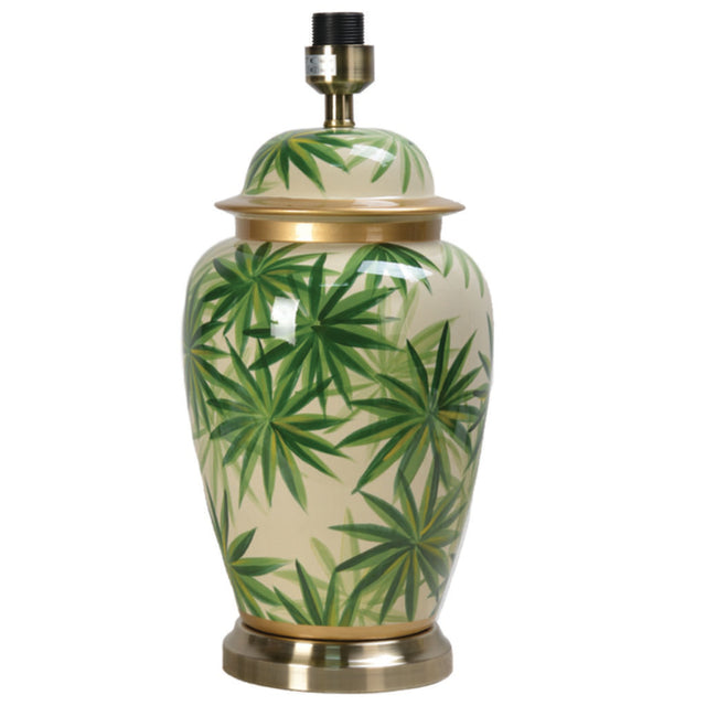 Curacao Palm Leaf Design Ceramic Urn Table Lamp Base