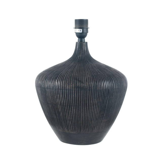 Manaia Antique Black Textured Wood Table Lamp Base