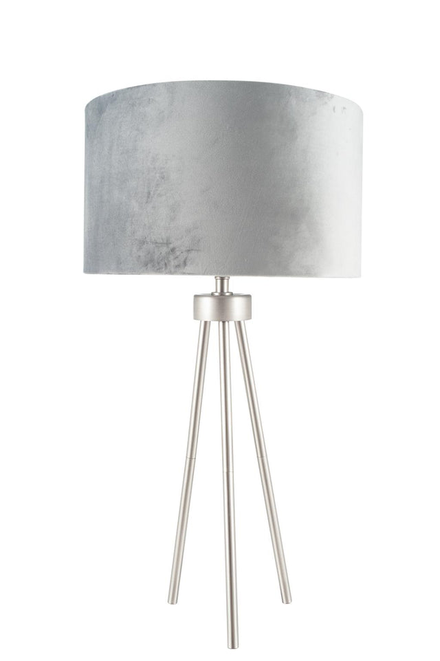 Houston Brushed Silver Metal Tripod Table Lamp