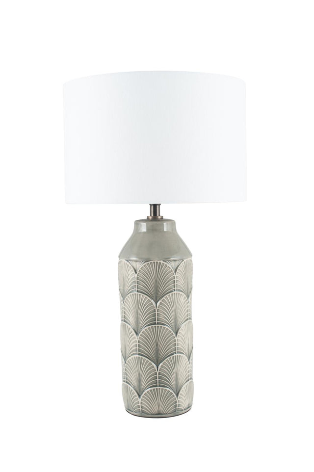 Bethan Embossed Grey Ceramic Table Lamp