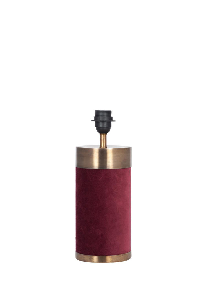 Dempsey Red Velvet and Antique Gold Metal Table Lamp Base