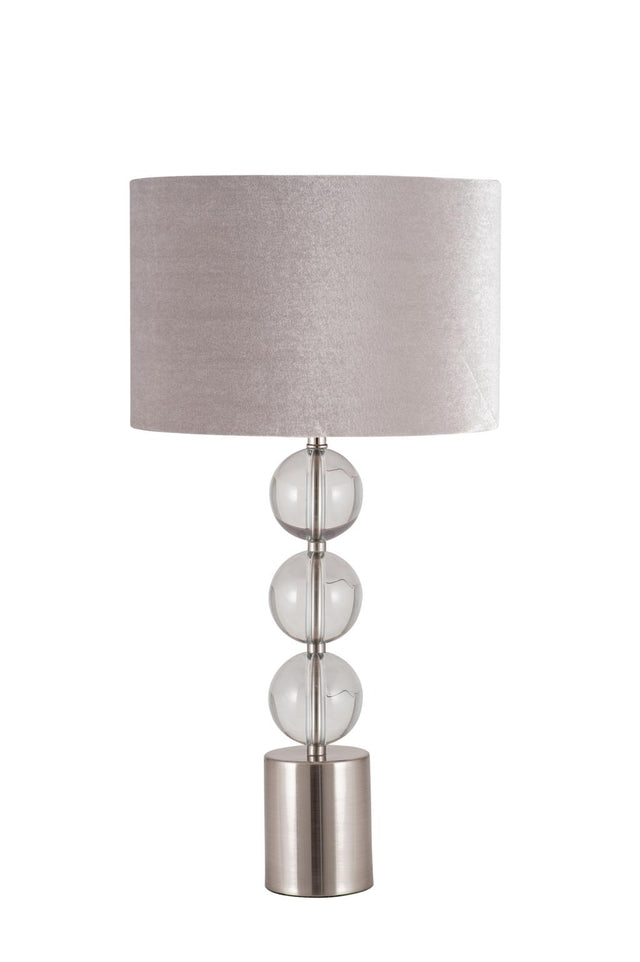 Harris Tall Brushed Silver and Clear Glass Table Lamp