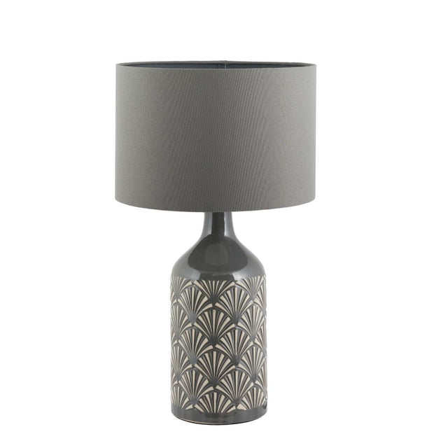 Poiret Grey Art Deco Detail Ceramic Table Lamp