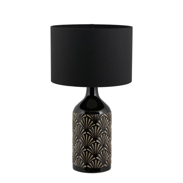 Poiret Black Art Deco Detail Ceramic Table Lamp