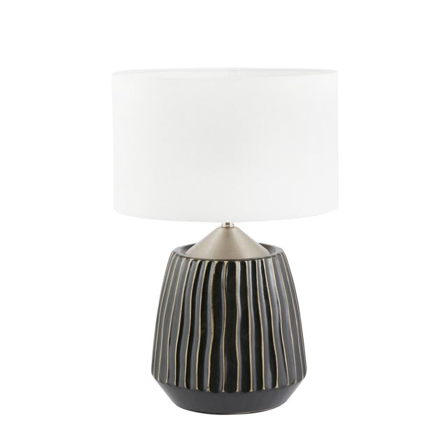 Artemis Black Textured Ceramic and Brushed Silver Table Lamp