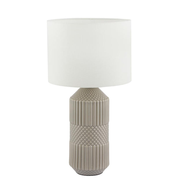 Meribel Grey Geo Textured Tall Ceramic Table Lamp