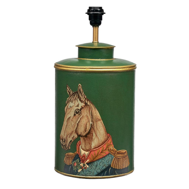 Horse Green Hand Painted Metal Table Lamp Base