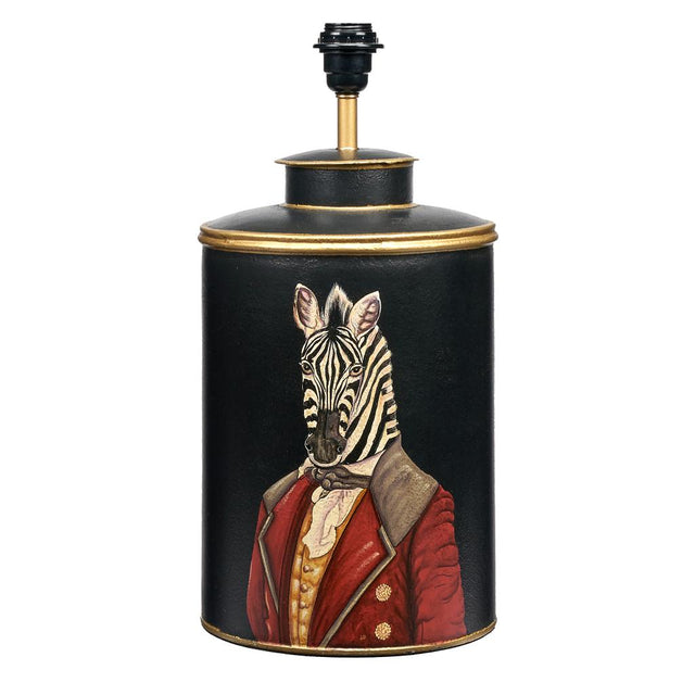 Zebra Black Hand Painted Metal Table Lamp Base