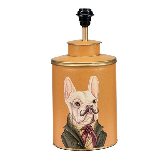 Boston Terrier Mustard Hand Painted Metal Table Lamp Base