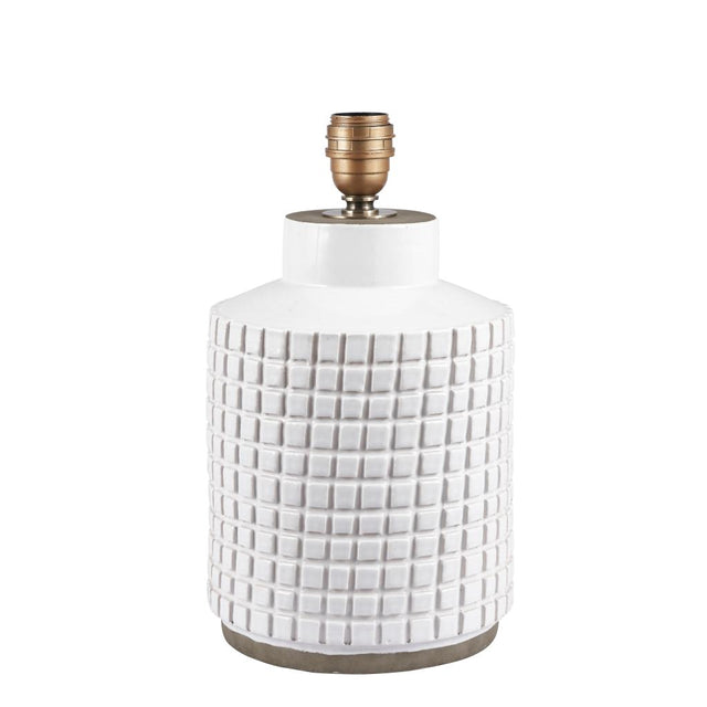 Malone Textured White Squares Design Stoneware Table Lamp Base