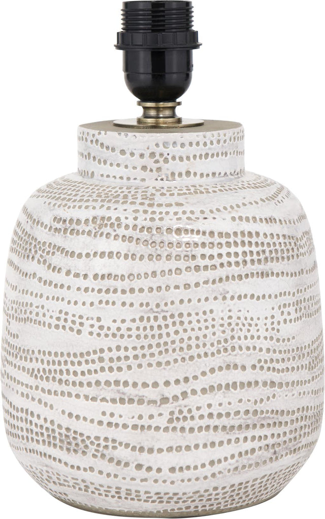 Alina White Dot Design Small Stoneware Table Lamp Base