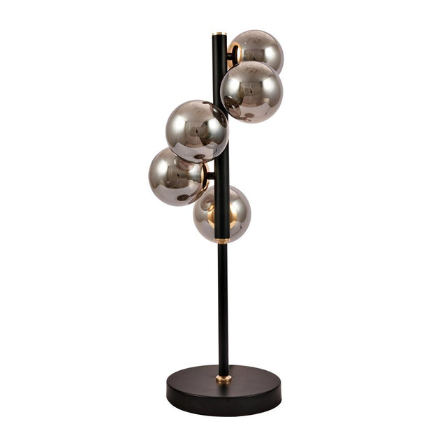 Blair Smoke Glass Ball and Black Metal Table Lamp