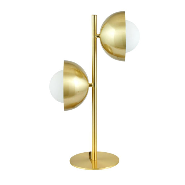 Estelle Brushed Brass Metal and White Orb Dome Table Lamp