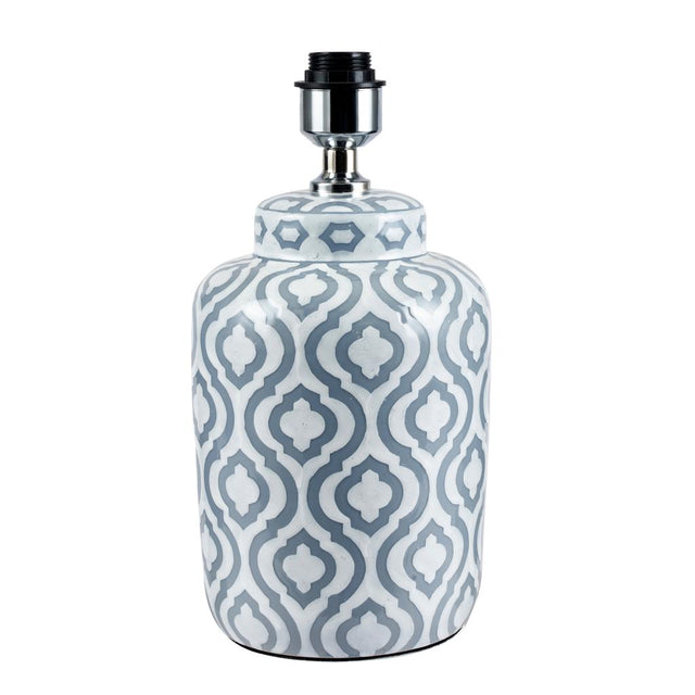 Celia Grey and White Pattern Ceramic Table Lamp Base