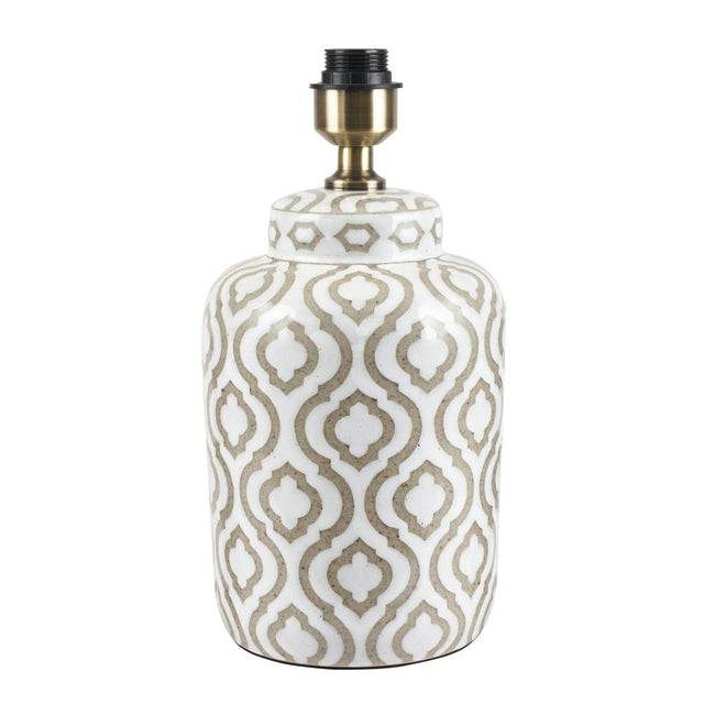 Celia Taupe and White Pattern Ceramic Table Lamp Base