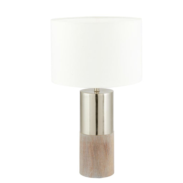 Etosha Grey Wood and Silver Metal Table Lamp