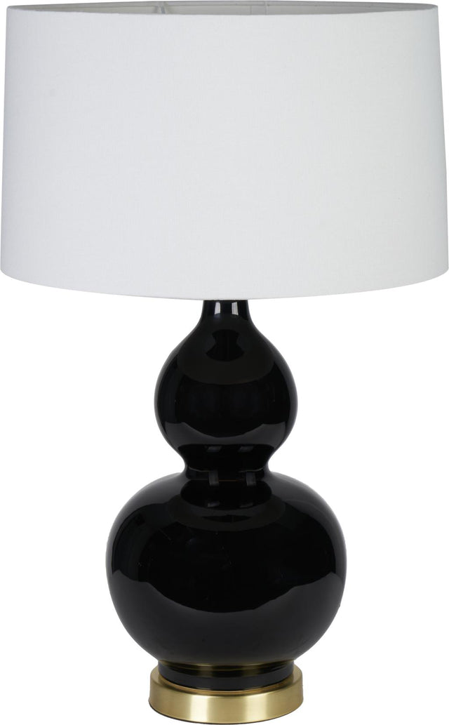 Gatsby Black Ceramic Table Lamp With Brushed Gold Metal Detail